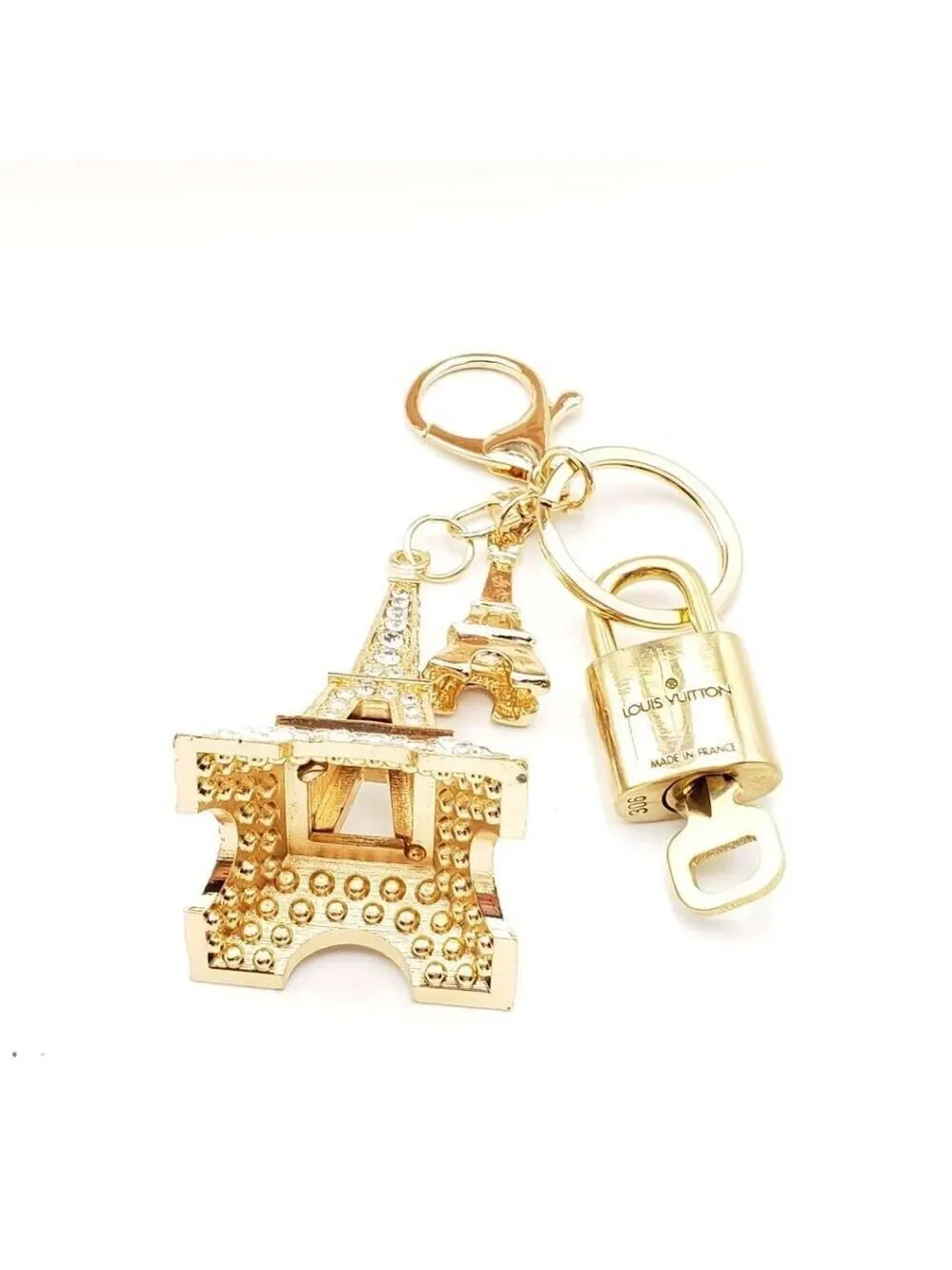 Louis Vuitton Gold Lock 🔒 Authentic LV Key + Unbranded Eiffel Tower Bag Charm